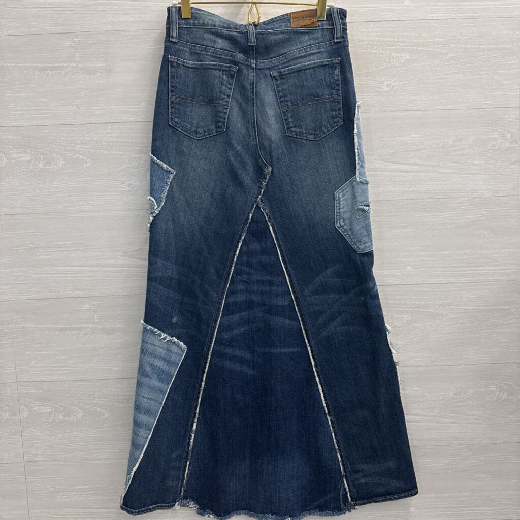Vintage Denim and Supply Ralph Lauren Blue Patchwork Denim Maxi Skirt 26