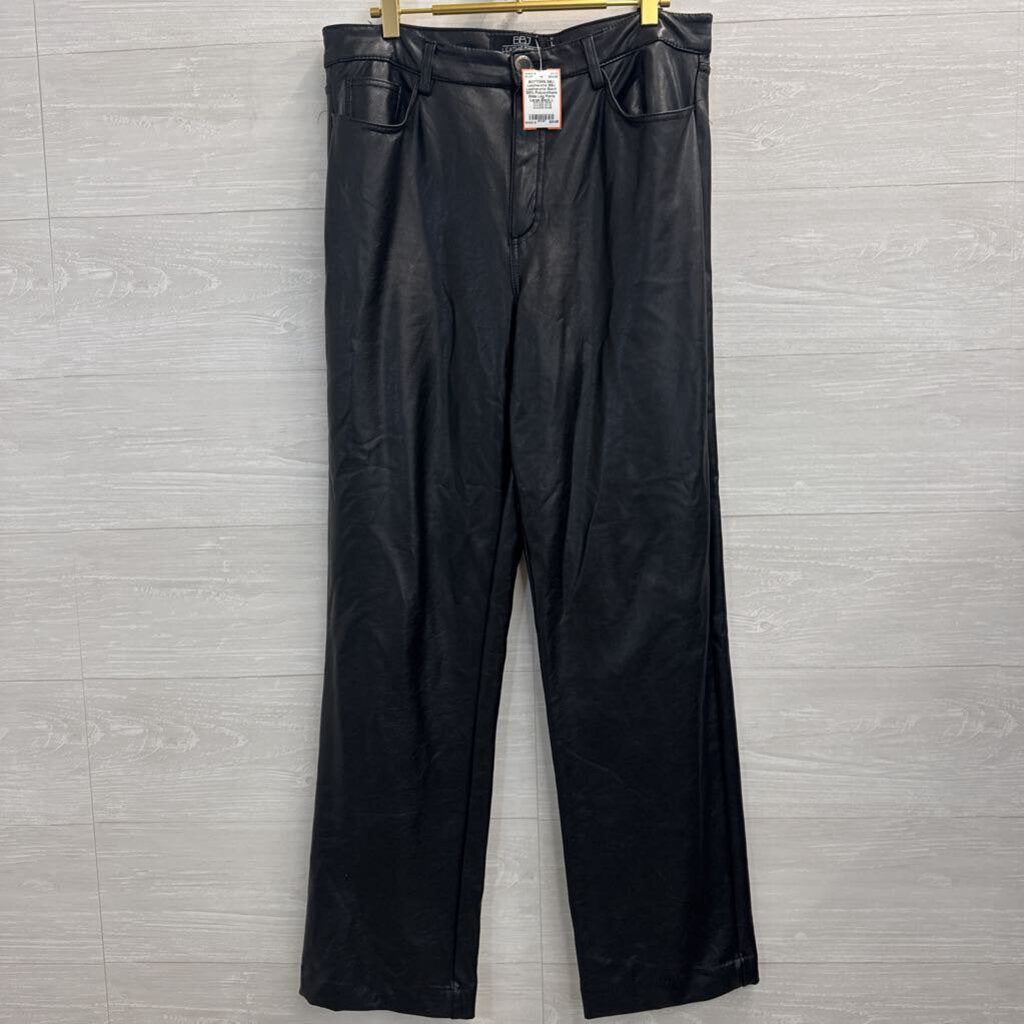 BBJ Leatherette Black 100% Polyurethane Wide Leg Pants Large
