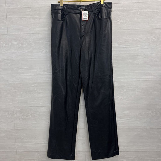 BBJ Leatherette Black 100% Polyurethane Wide Leg Pants Large
