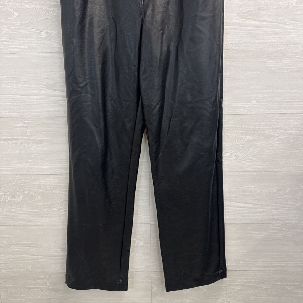 BBJ Leatherette Black 100% Polyurethane Wide Leg Pants Large
