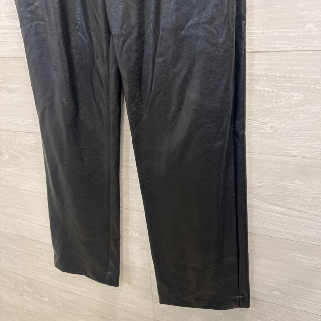 BBJ Leatherette Black 100% Polyurethane Wide Leg Pants Large