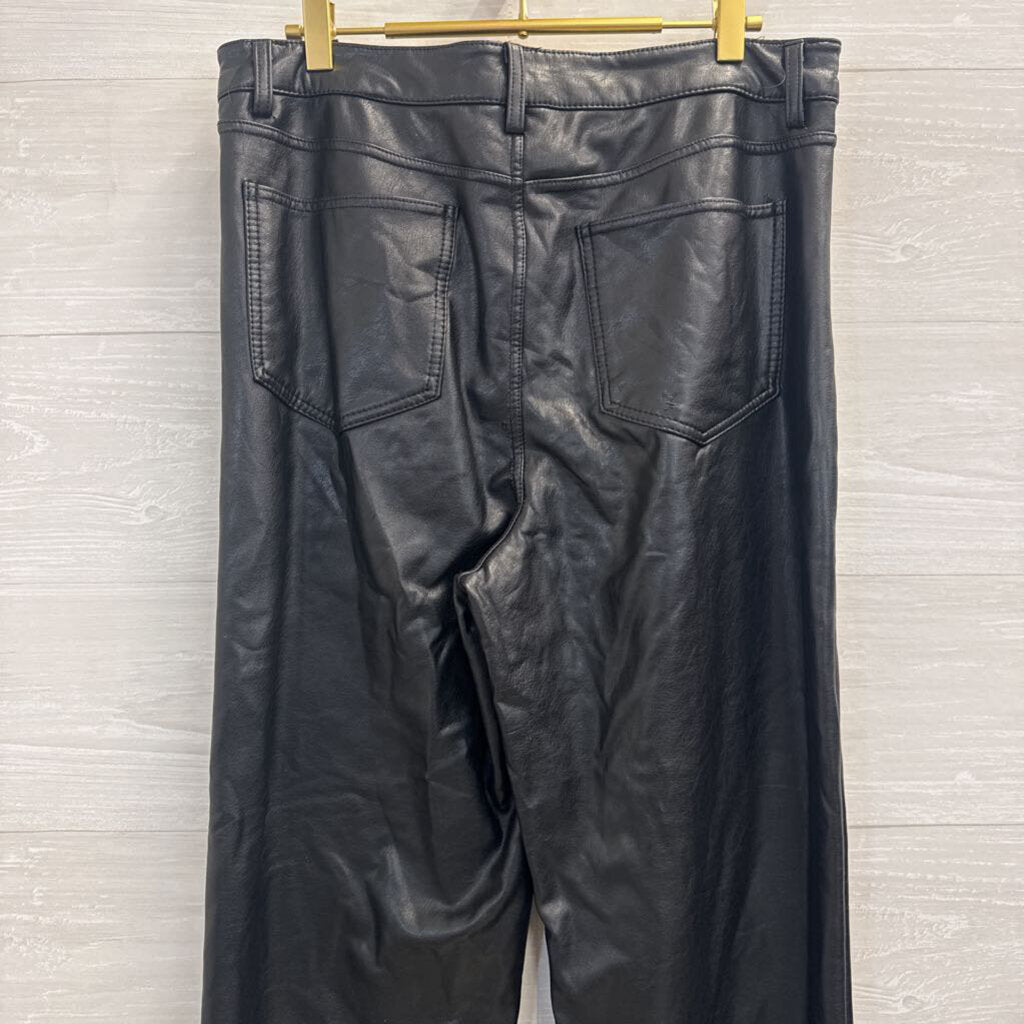 BBJ Leatherette Black 100% Polyurethane Wide Leg Pants Large