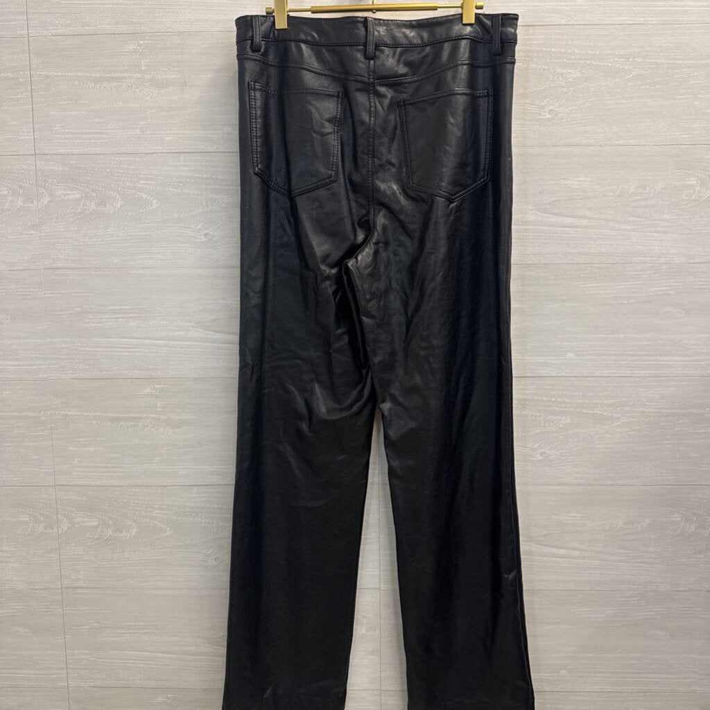 BBJ Leatherette Black 100% Polyurethane Wide Leg Pants Large
