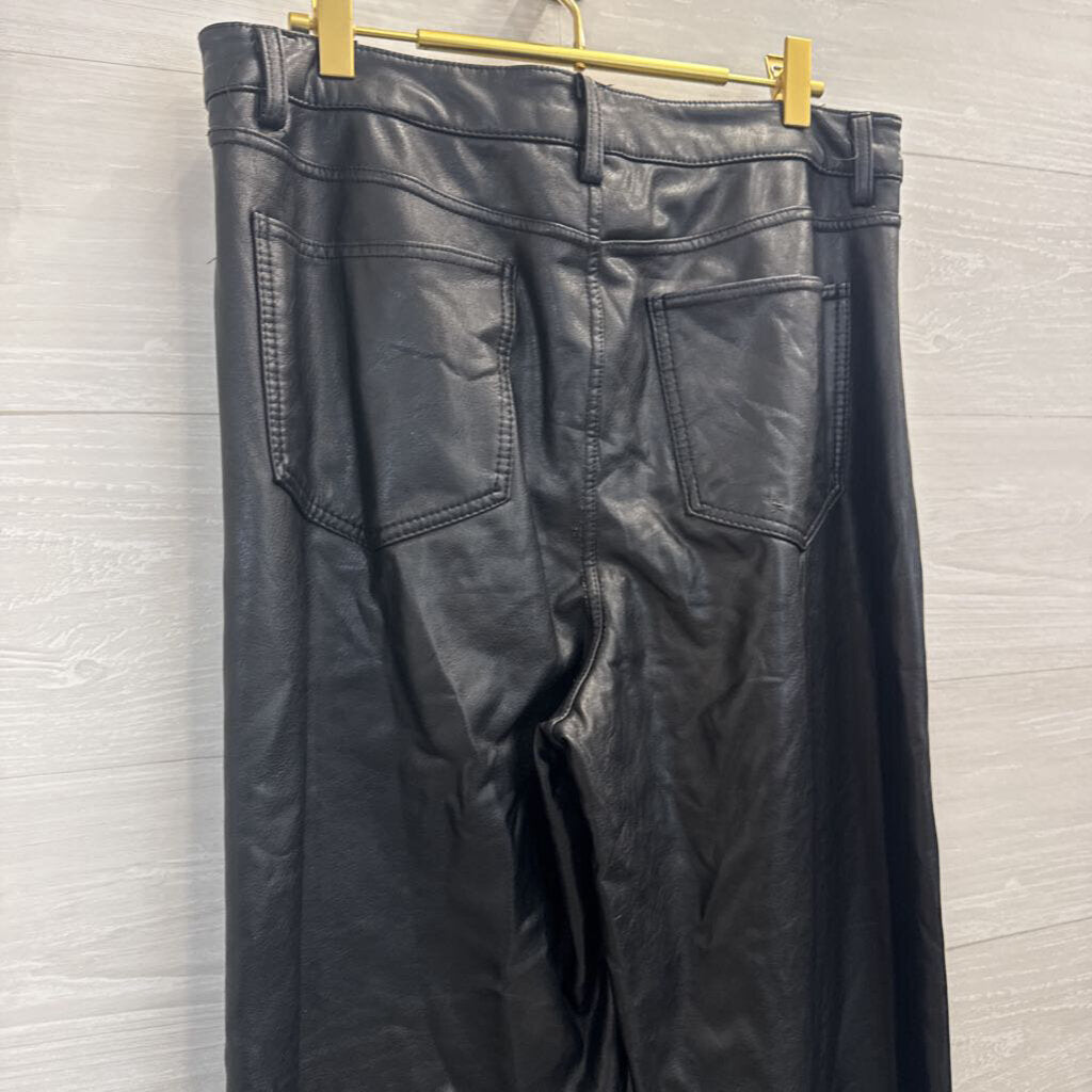 BBJ Leatherette Black 100% Polyurethane Wide Leg Pants Large