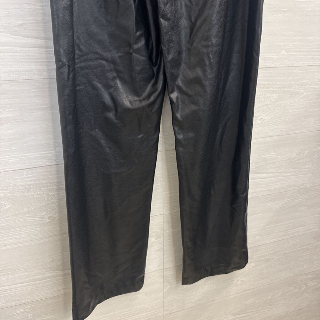 BBJ Leatherette Black 100% Polyurethane Wide Leg Pants Large