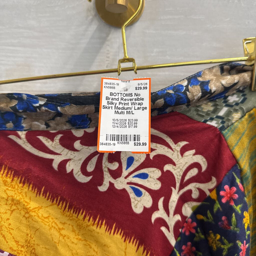 Reversible Silky Print Wrap Skirt Medium/ Large