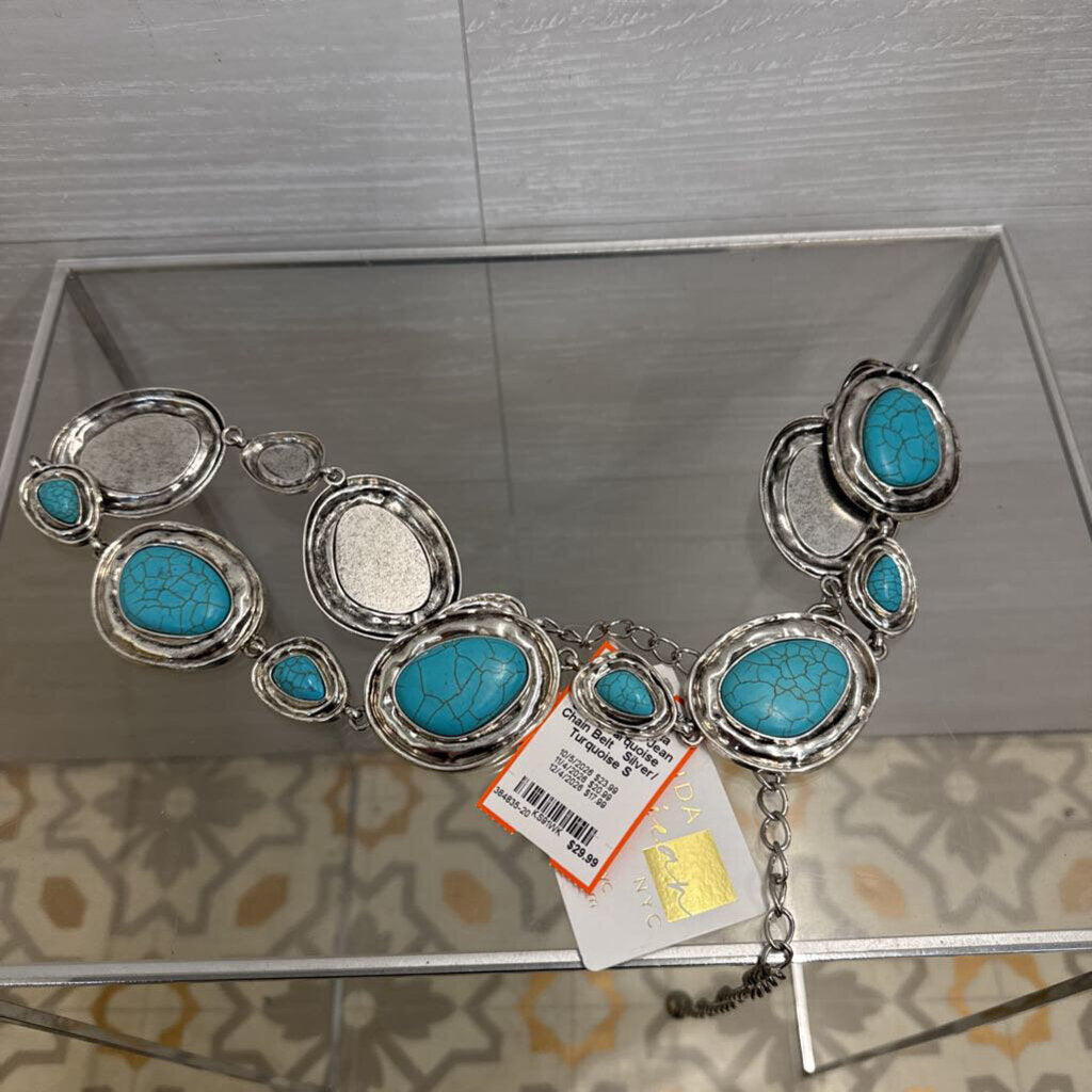 Amanda Jean Silver/ Turquoise Chain Belt