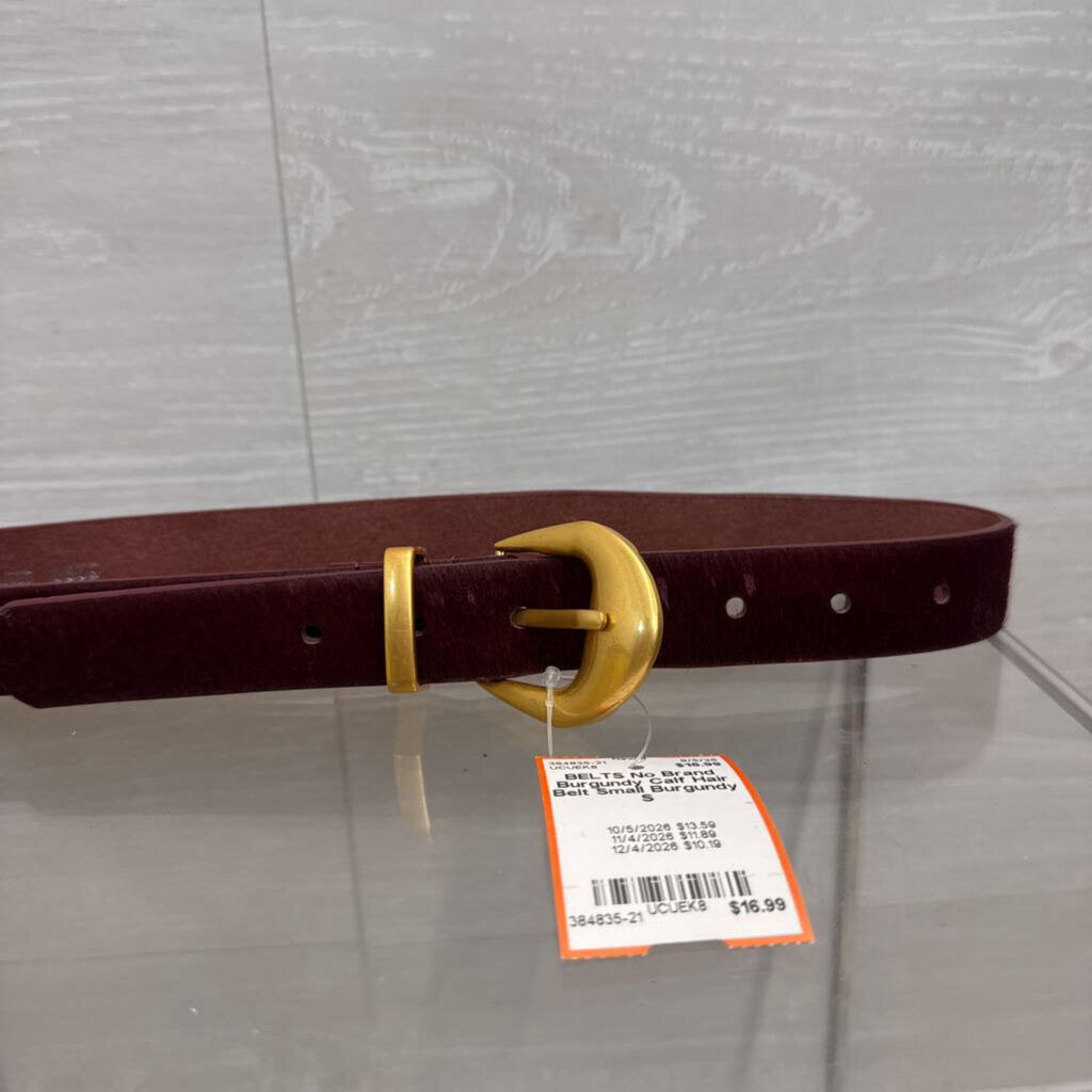 Burgundy Calf Hair Belt Small
