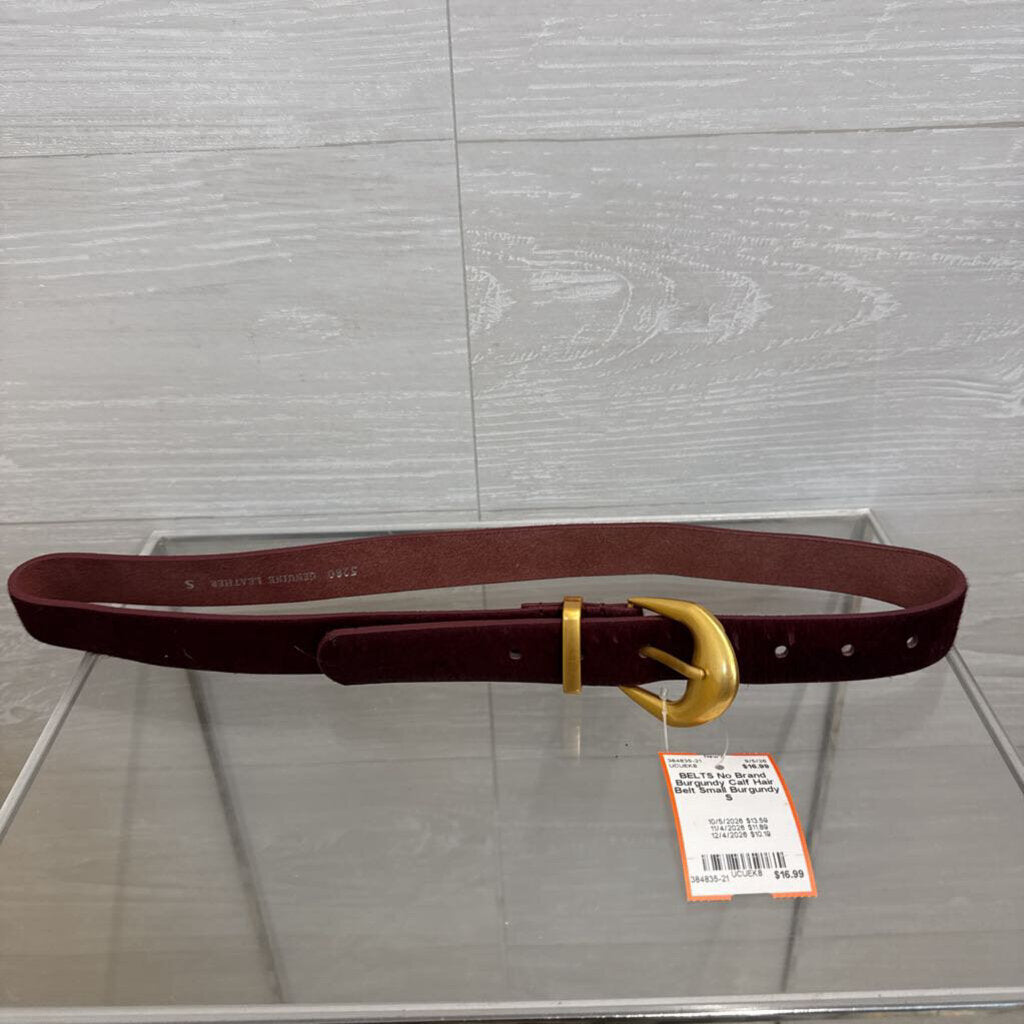 Burgundy Calf Hair Belt Small