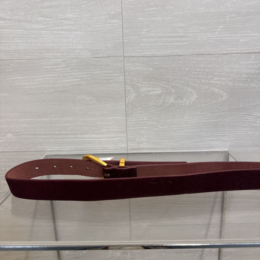 Burgundy Calf Hair Belt Small