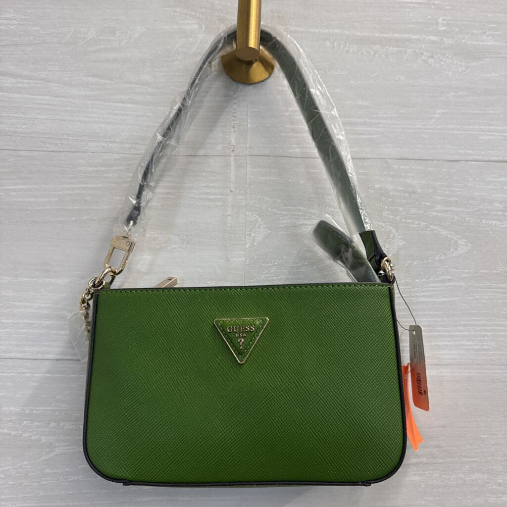 Guess Green Leather Noelle II Zip Small Shoulder Purse