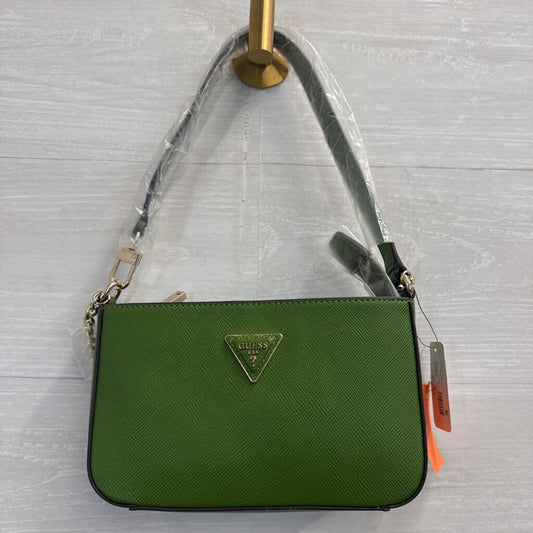 Guess Green Leather Noelle II Zip Small Shoulder Purse