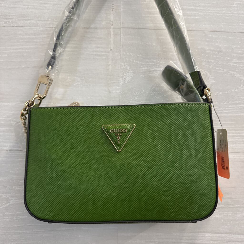 Guess Green Leather Noelle II Zip Small Shoulder Purse