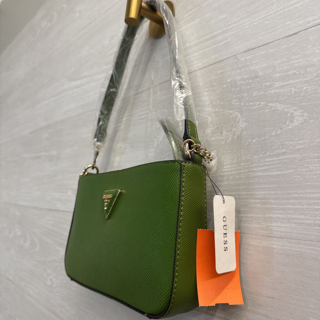 Guess Green Leather Noelle II Zip Small Shoulder Purse
