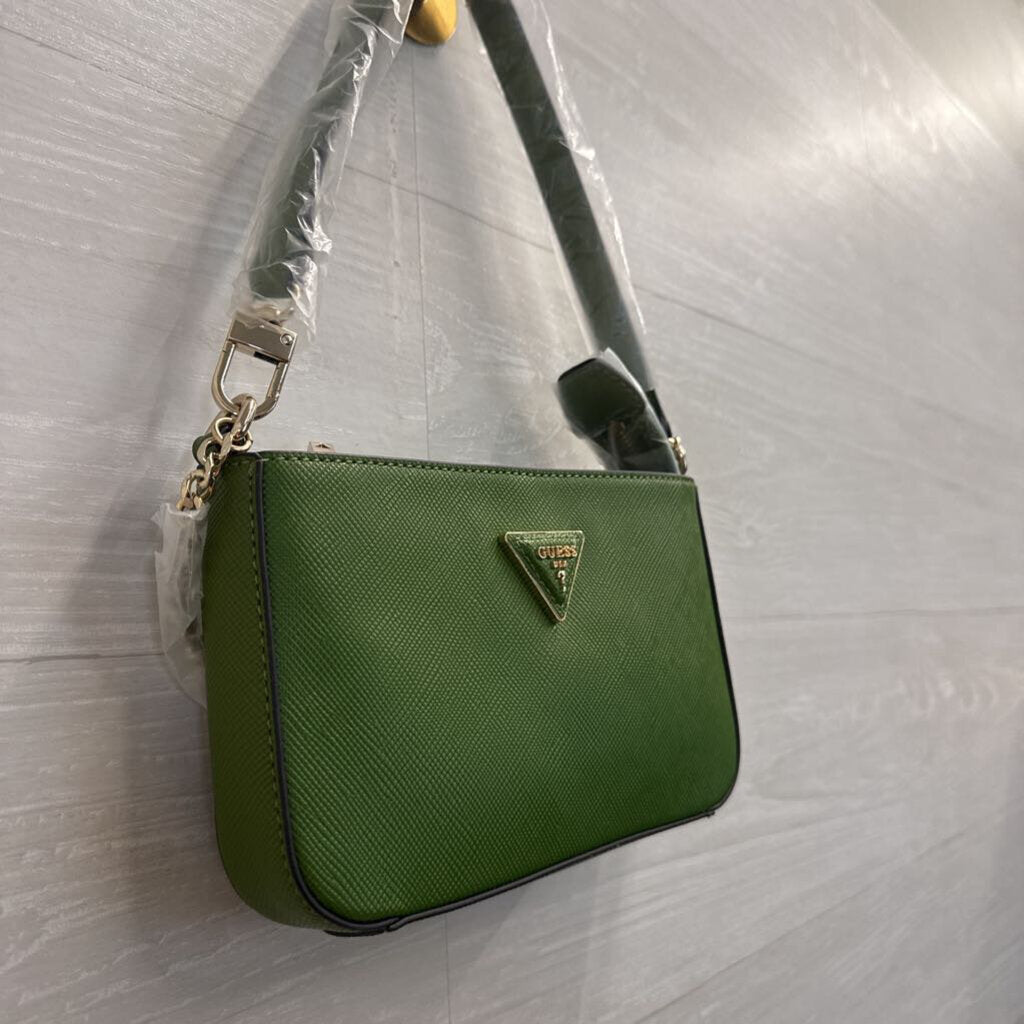 Guess Green Leather Noelle II Zip Small Shoulder Purse