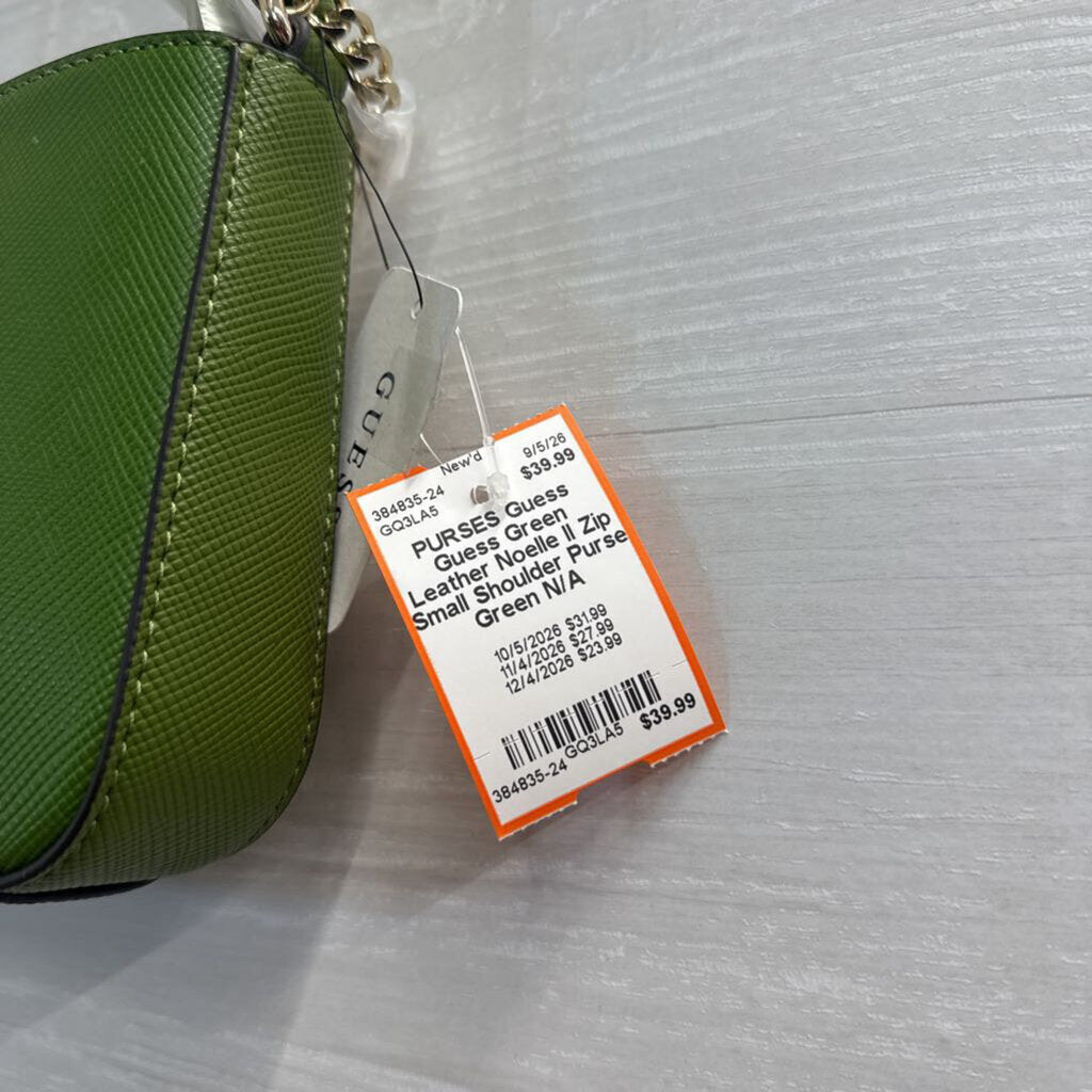 Guess Green Leather Noelle II Zip Small Shoulder Purse