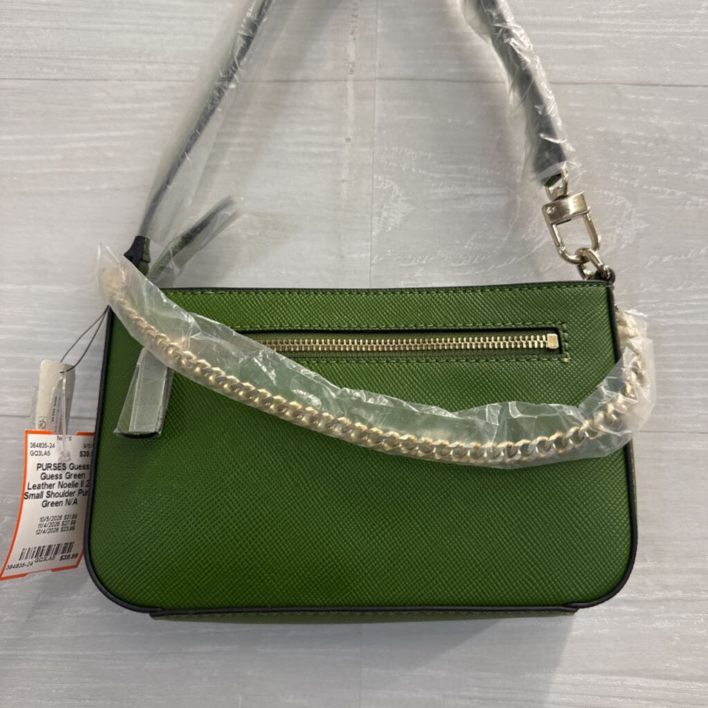 Guess Green Leather Noelle II Zip Small Shoulder Purse
