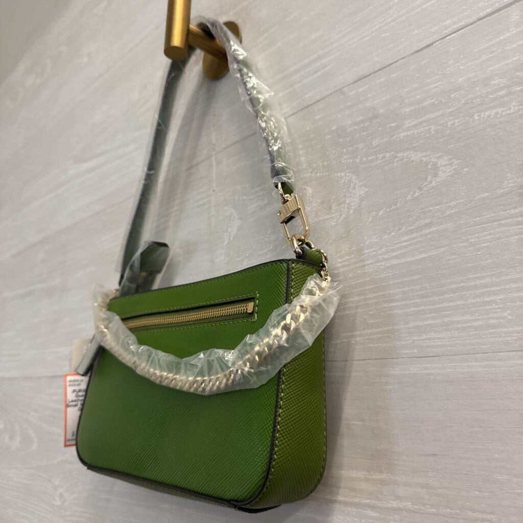 Guess Green Leather Noelle II Zip Small Shoulder Purse