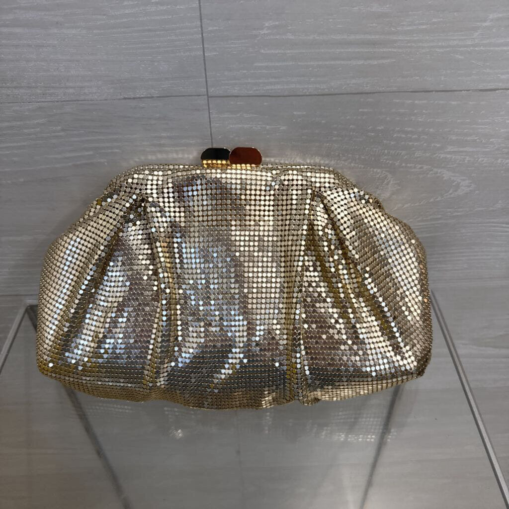Jewel Badgley Mischka Gold Metal Mesh Clutch/ Crossbody Purse