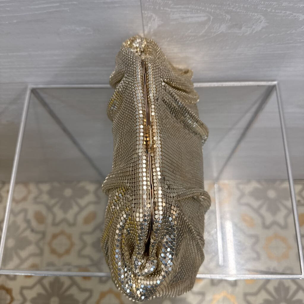 Jewel Badgley Mischka Gold Metal Mesh Clutch/ Crossbody Purse
