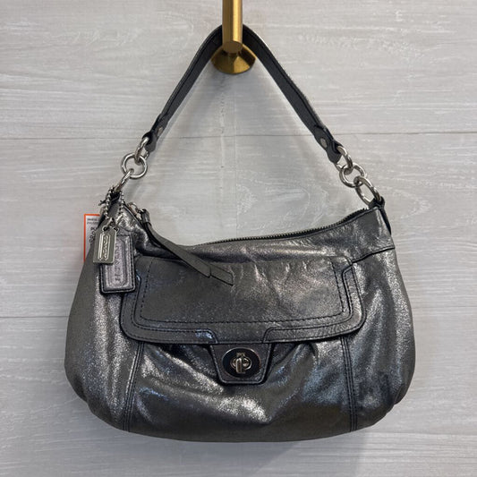 Coach Metallic Gunmetal Poppy Groovy Shoulder Purse