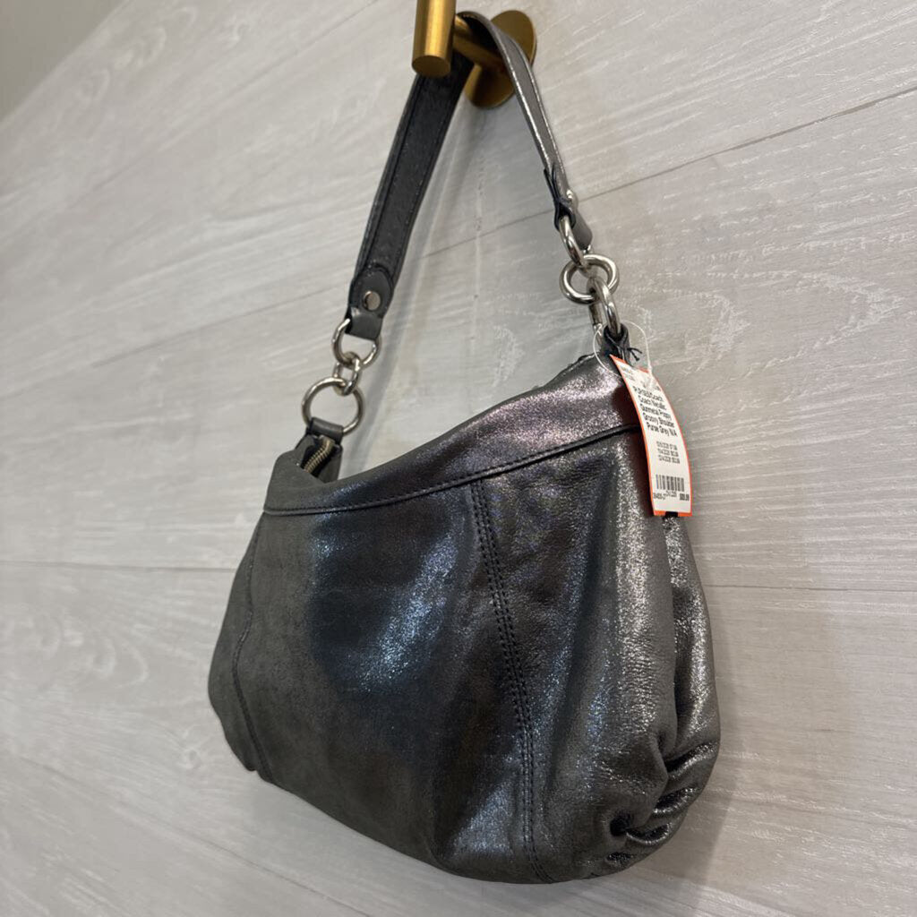 Coach Metallic Gunmetal Poppy Groovy Shoulder Purse