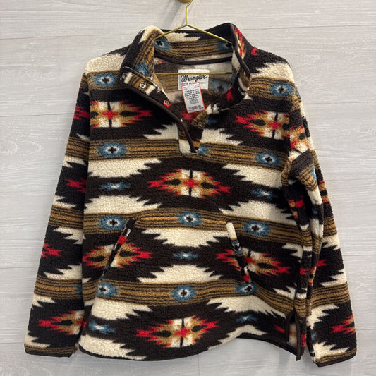 Wrangler Brown/ Cream Aztec Print Fleece Pullover Medium