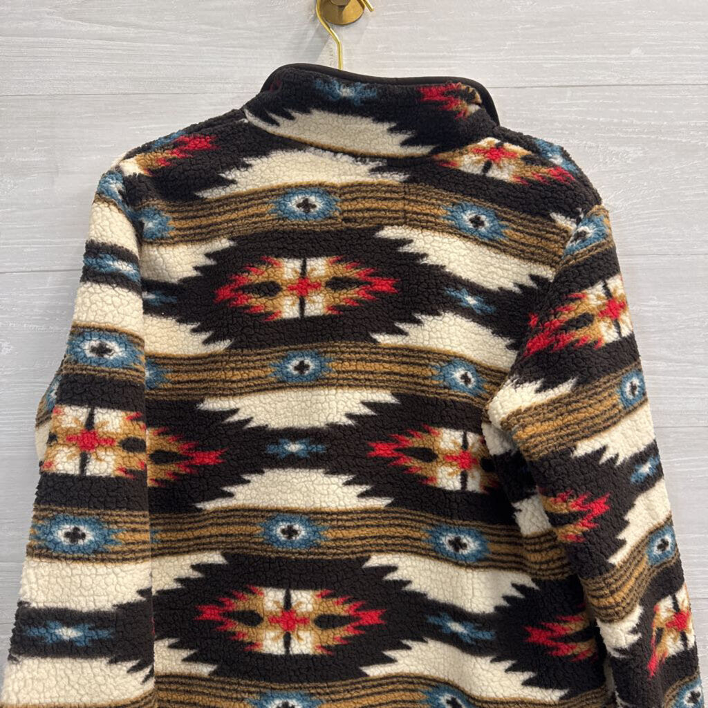 Wrangler Brown/ Cream Aztec Print Fleece Pullover Medium