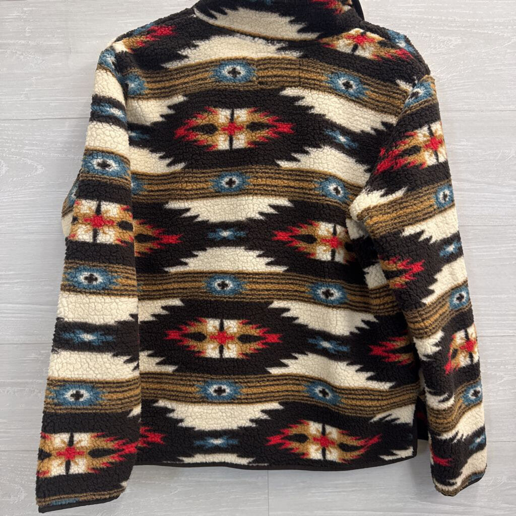 Wrangler Brown/ Cream Aztec Print Fleece Pullover Medium