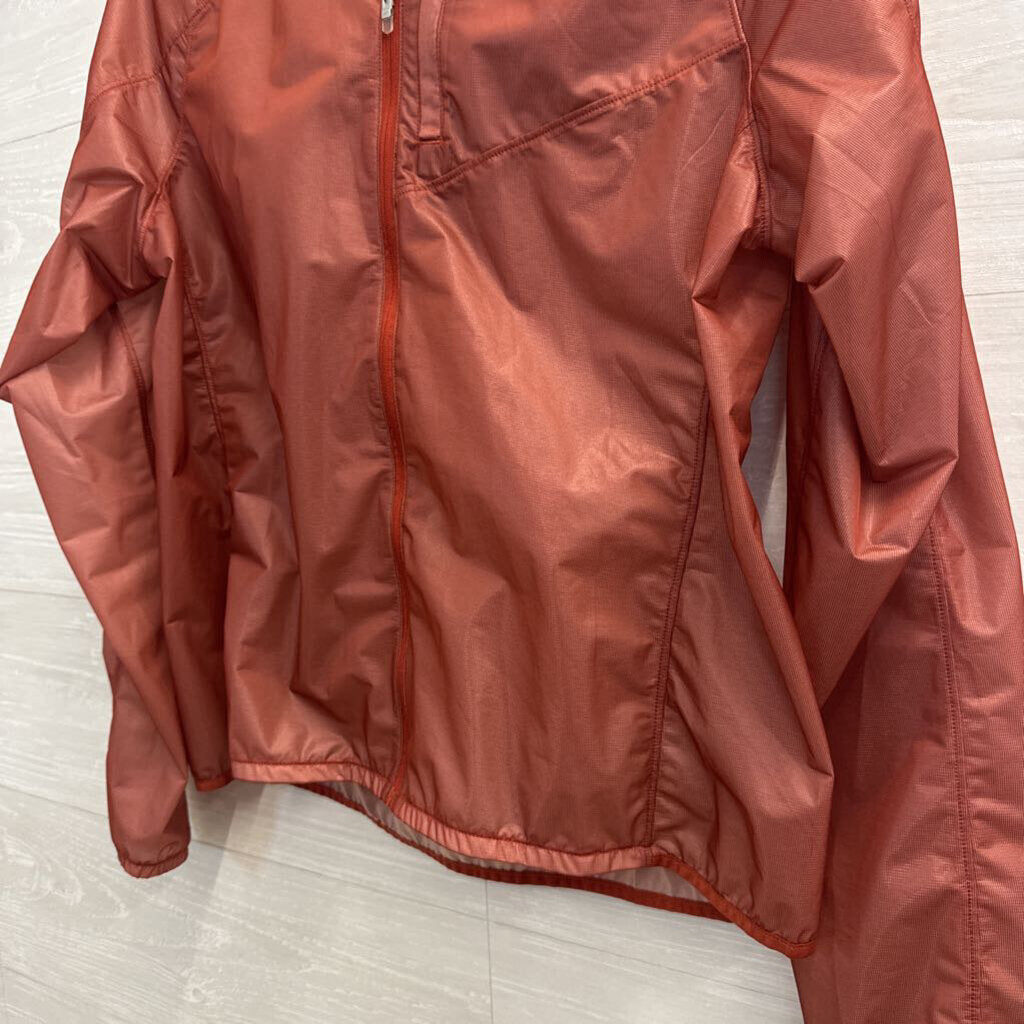 Brooks Burnt Red Lightweight Zip Up Hooded Running Jacket Large