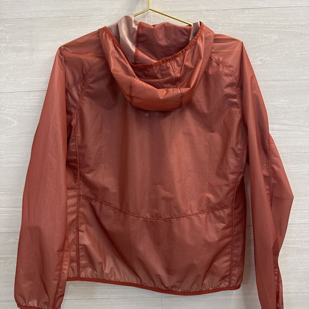 Brooks Burnt Red Lightweight Zip Up Hooded Running Jacket Large