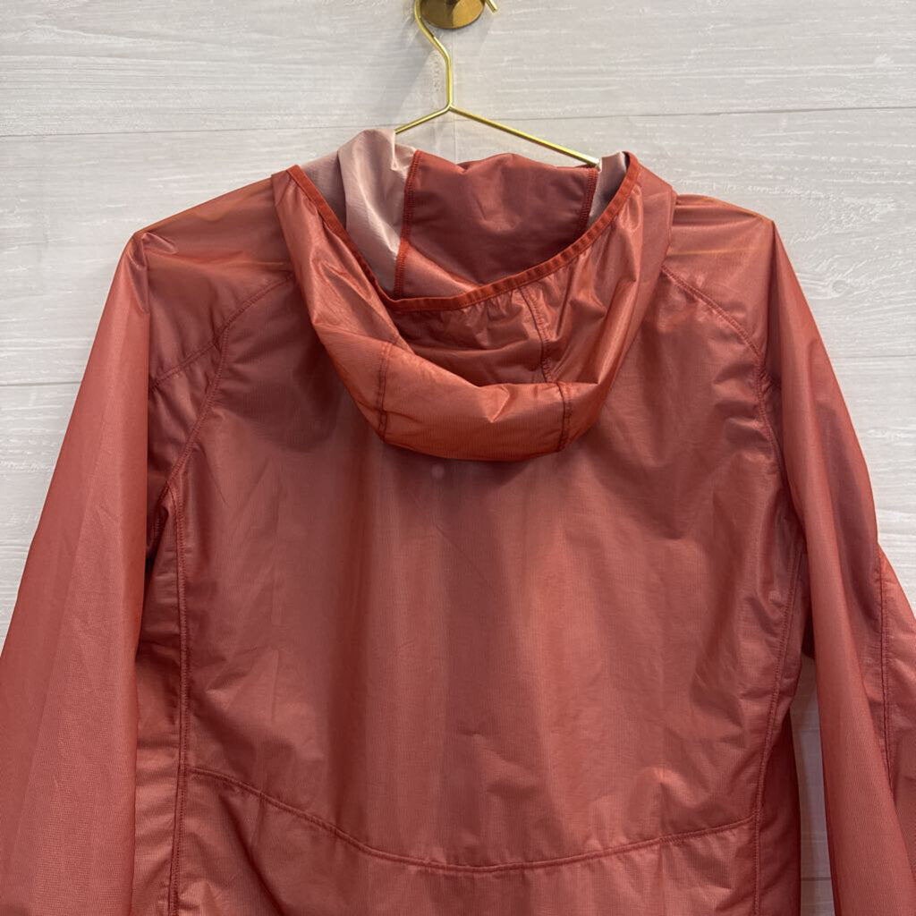 Brooks Burnt Red Lightweight Zip Up Hooded Running Jacket Large