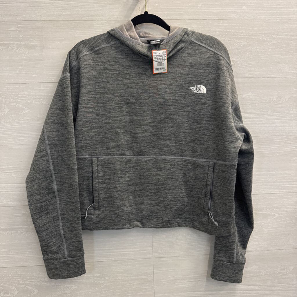 The North Face Grey Long Sleeve Hooded Pullover Medium