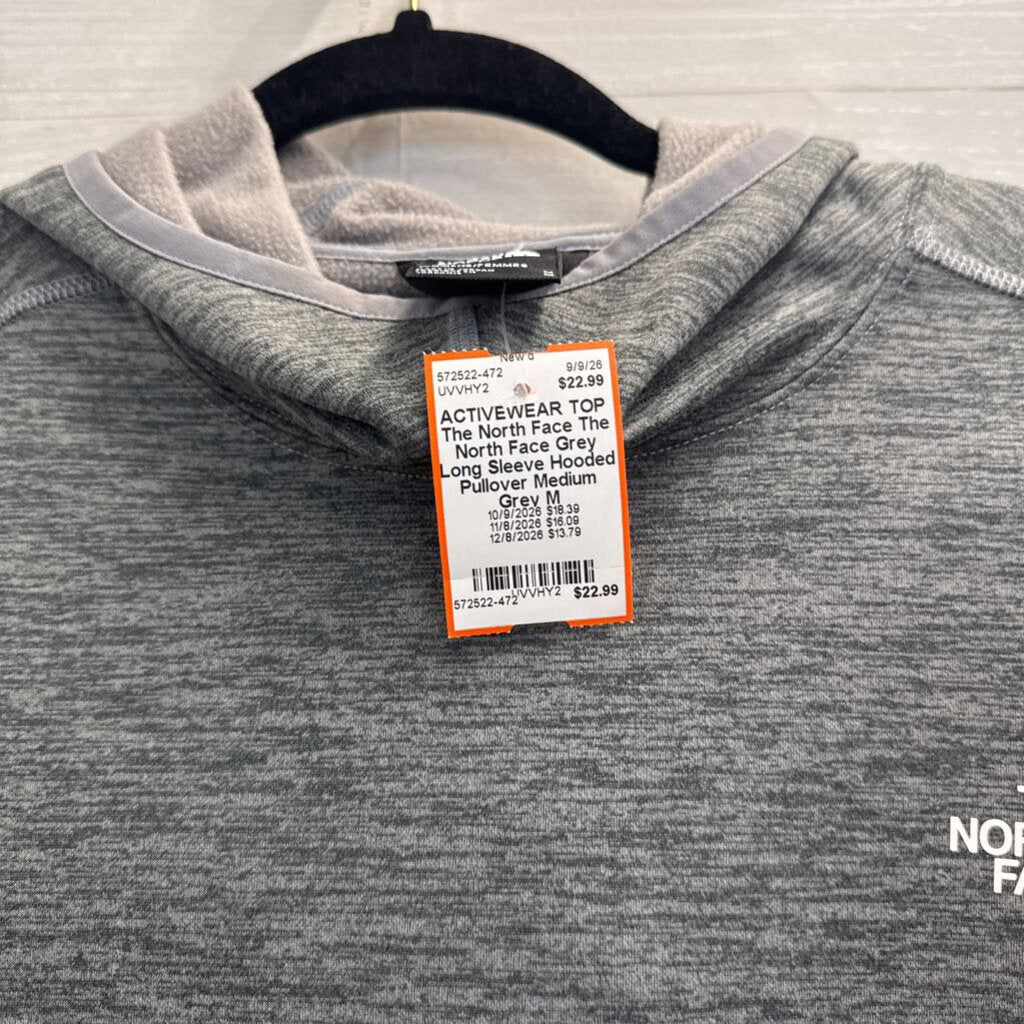 The North Face Grey Long Sleeve Hooded Pullover Medium