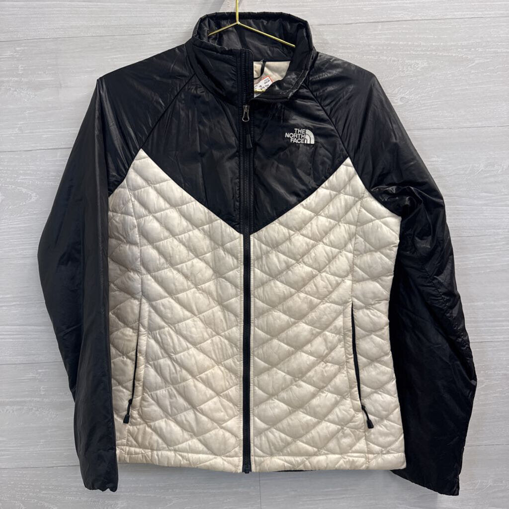 The North Face Black/ Cream Color Block Quilted Jacket Medium