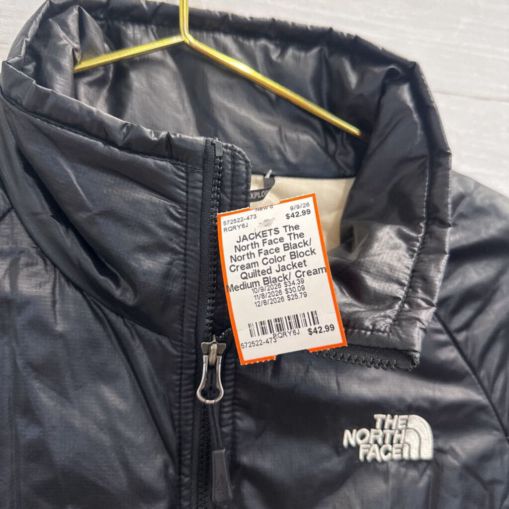 The North Face Black/ Cream Color Block Quilted Jacket Medium
