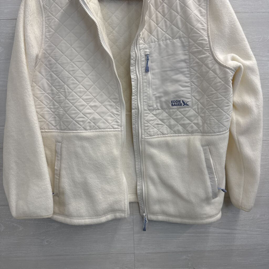 Eddie Bauer Cream Fleece/ Quilted Zip Up Jacket Large