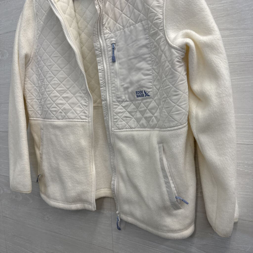 Eddie Bauer Cream Fleece/ Quilted Zip Up Jacket Large