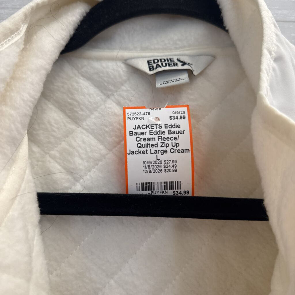 Eddie Bauer Cream Fleece/ Quilted Zip Up Jacket Large