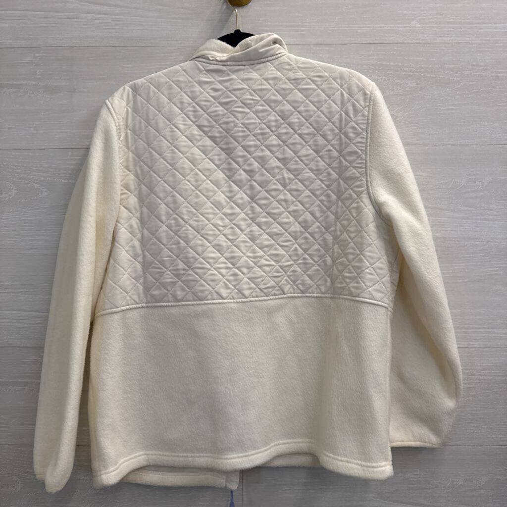 Eddie Bauer Cream Fleece/ Quilted Zip Up Jacket Large
