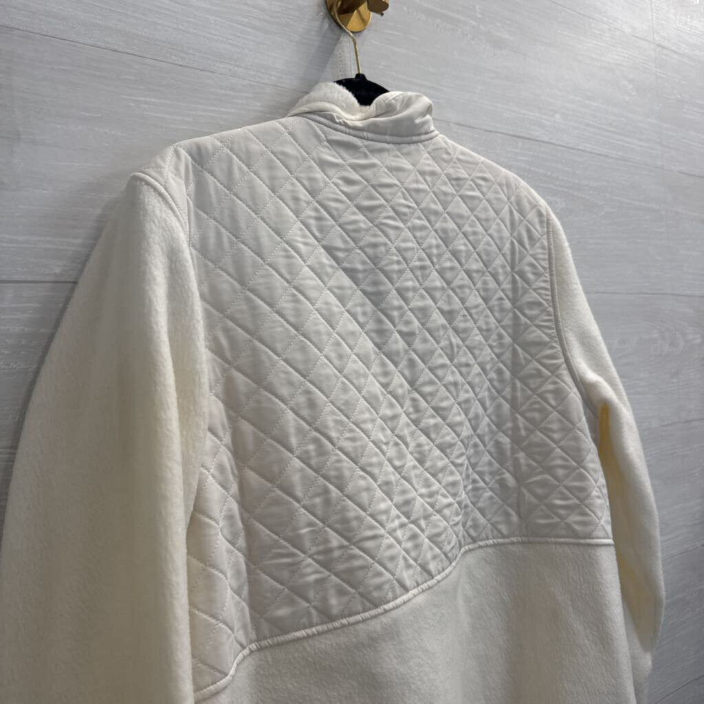 Eddie Bauer Cream Fleece/ Quilted Zip Up Jacket Large