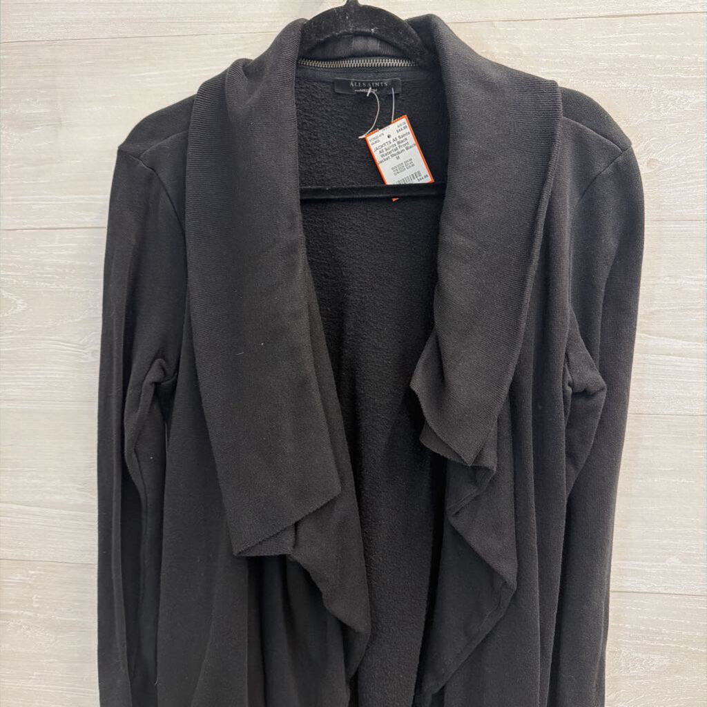 All Saints Black Waterfall Front Jacket Medium