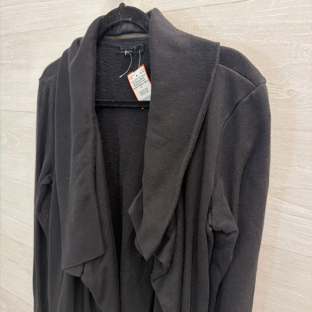 All Saints Black Waterfall Front Jacket Medium