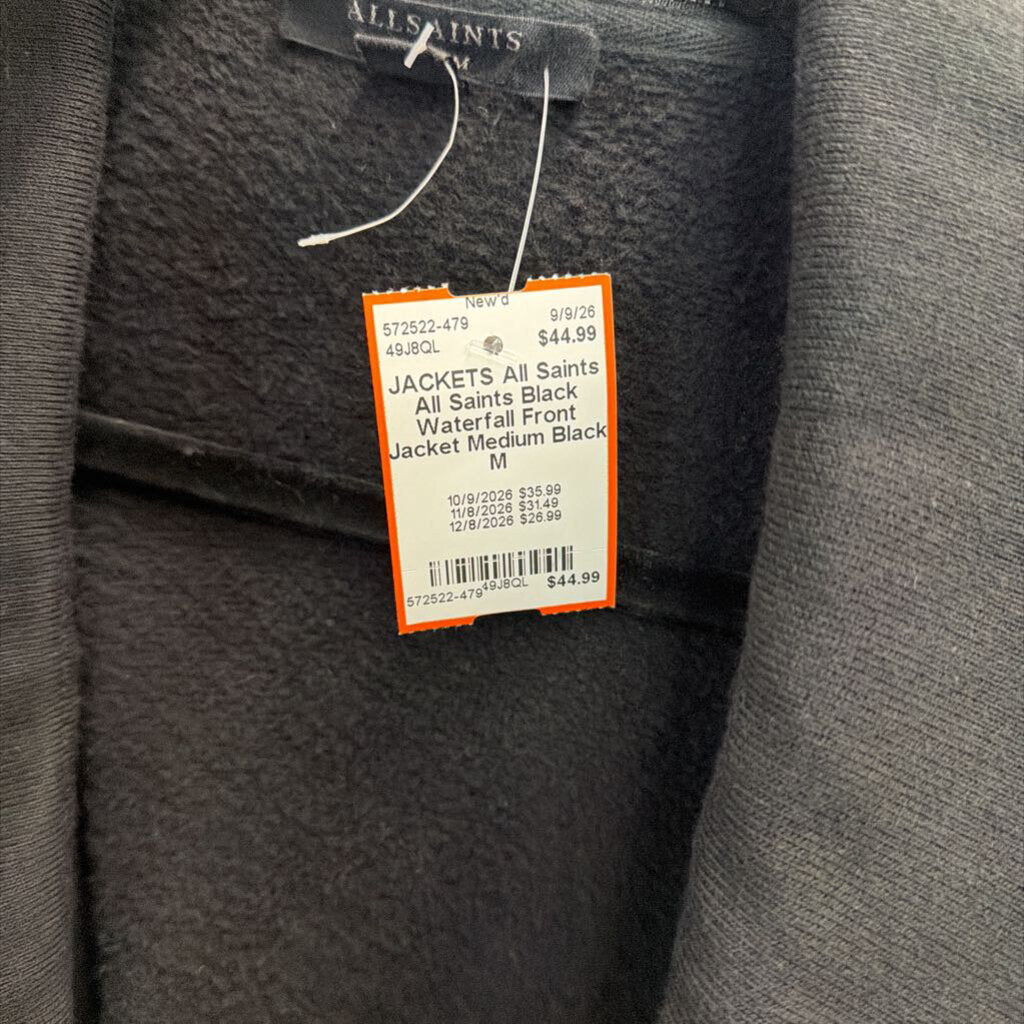 All Saints Black Waterfall Front Jacket Medium