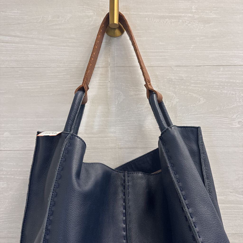 The Sak Los Feliz Large Leather Tote in Maritime Blue