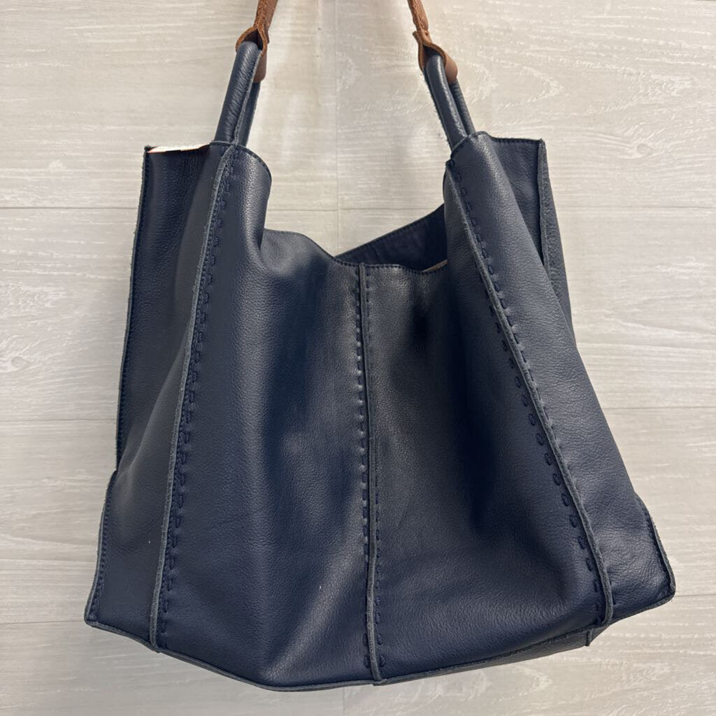 The Sak Los Feliz Large Leather Tote in Maritime Blue
