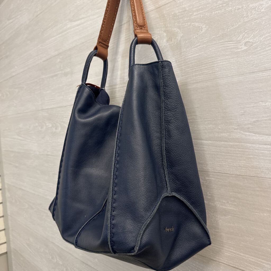 The Sak Los Feliz Large Leather Tote in Maritime Blue