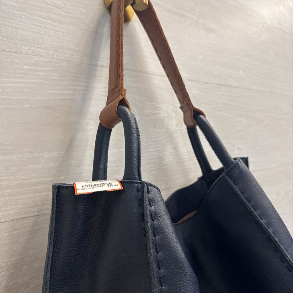 The Sak Los Feliz Large Leather Tote in Maritime Blue