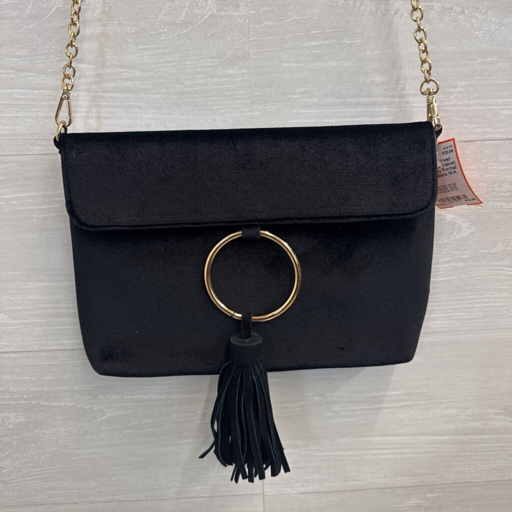 Black Velvet Crossbody Formal Clutch
