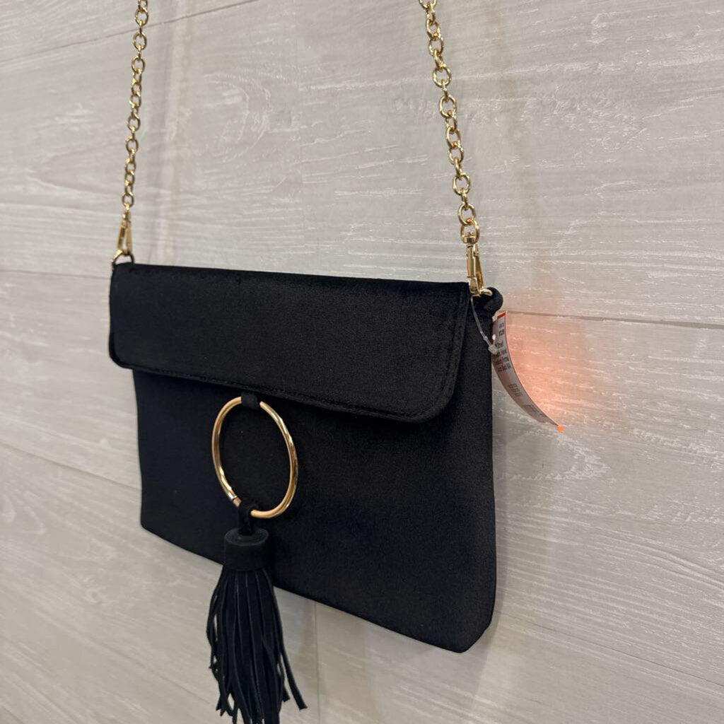 Black Velvet Crossbody Formal Clutch